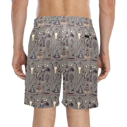 Native Indian life Design Print Men's Swim Trunks Beach Shorts