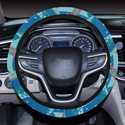 Snowboard Print Design LKS301 Steering Wheel Cover with Elastic Edge