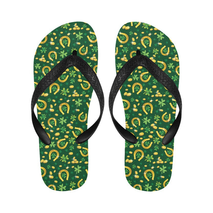 Shamrock Horse Shoes Saint Patrick's Day Print Design LKS307 Flip Flops