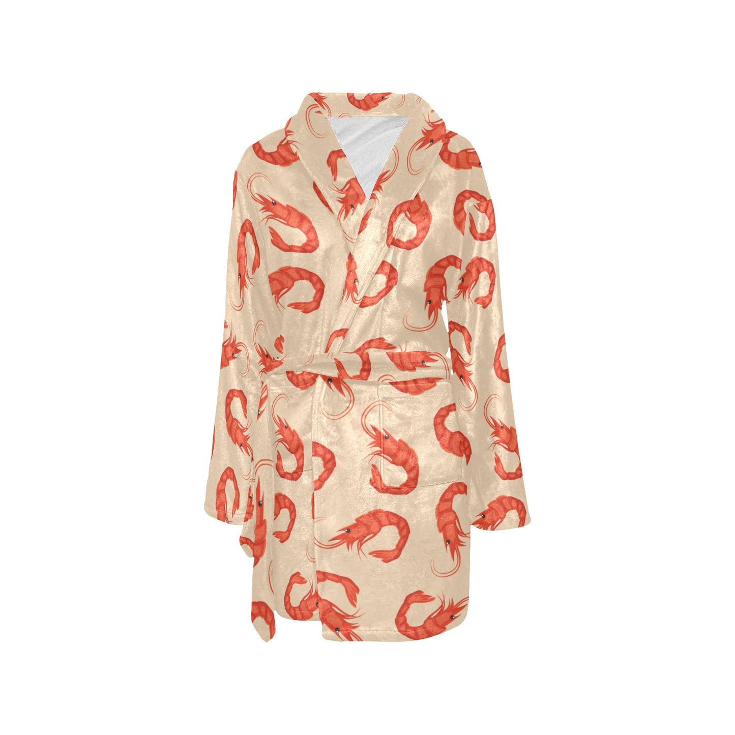 Prawn Pattern Print Design 02 Women's Fleece Robe
