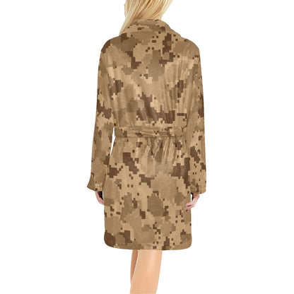ACU Desert Digital Pattern Print Design 01 Women's Fleece Robe