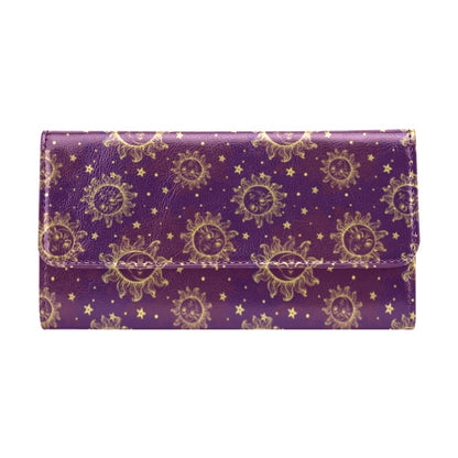 Sun Moon Star Design Themed Print Women's Trifold Wallet