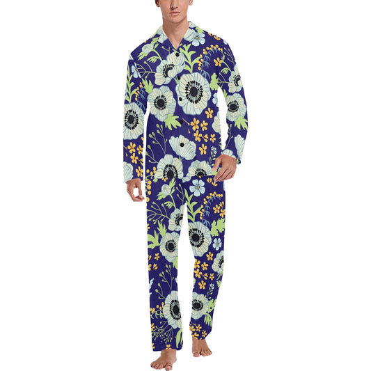 Anemone Pattern Print Design AM06 Men's Long Pajama Set