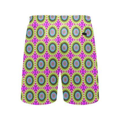 Optical illusion Flower Rainbow Style Men's Swim Trunks Beach Shorts