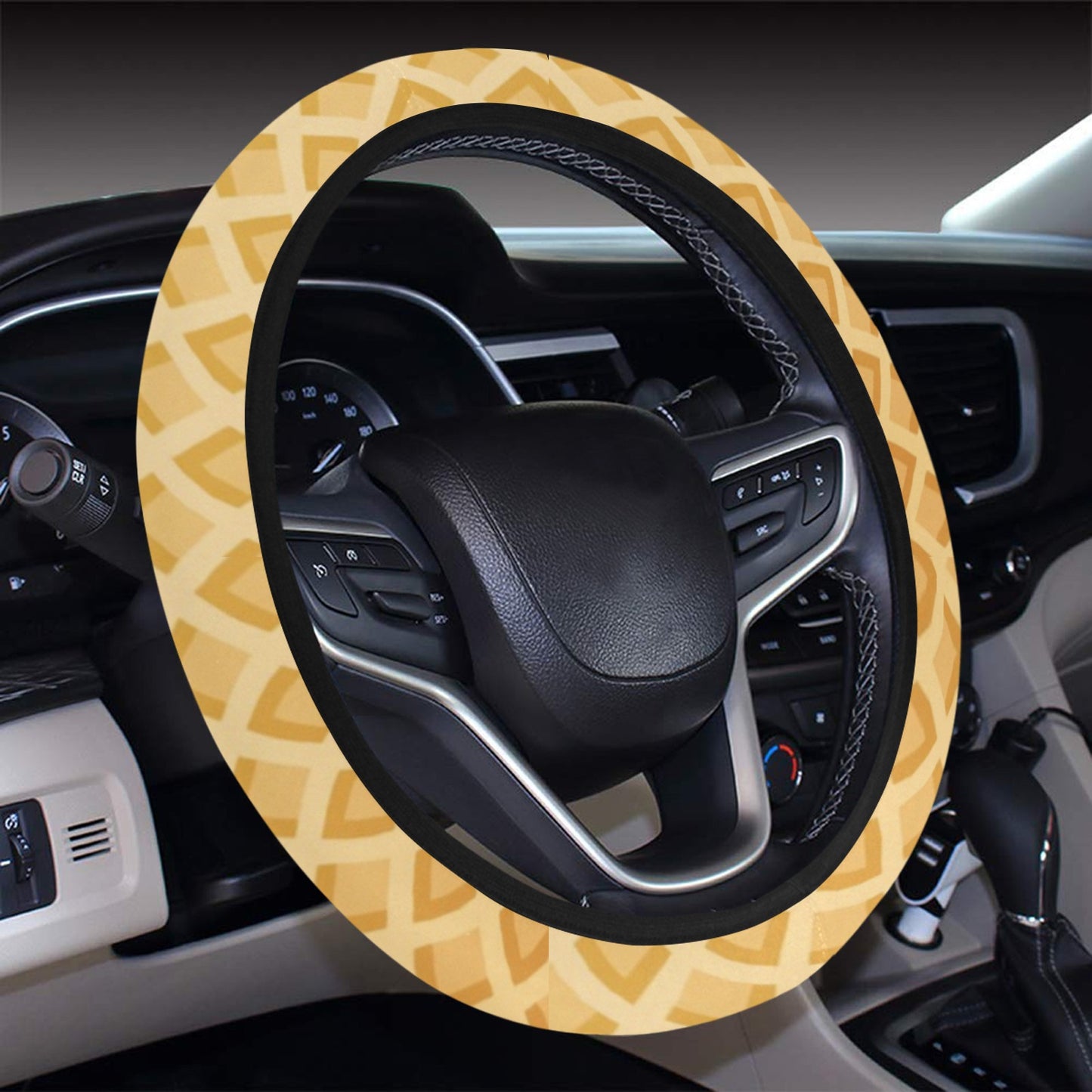 Waffle Texture Print Design LKS302 Steering Wheel Cover with Elastic Edge
