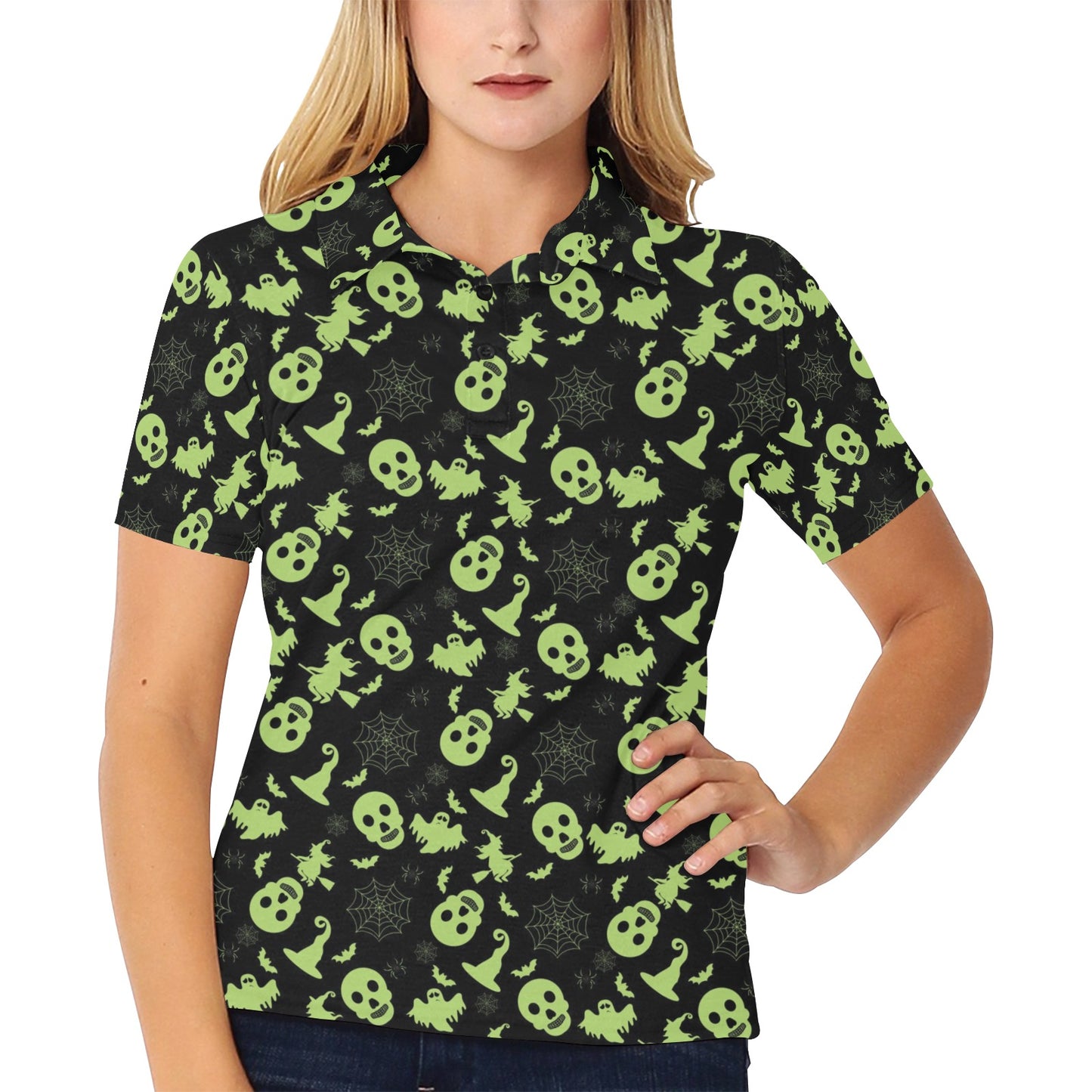 Witch Halloween Print Design LKS306 Women's Polo Shirt