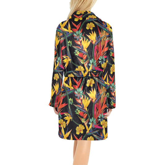 Bird Of Paradise Pattern Print Design BOP016 Women's Fleece Robe