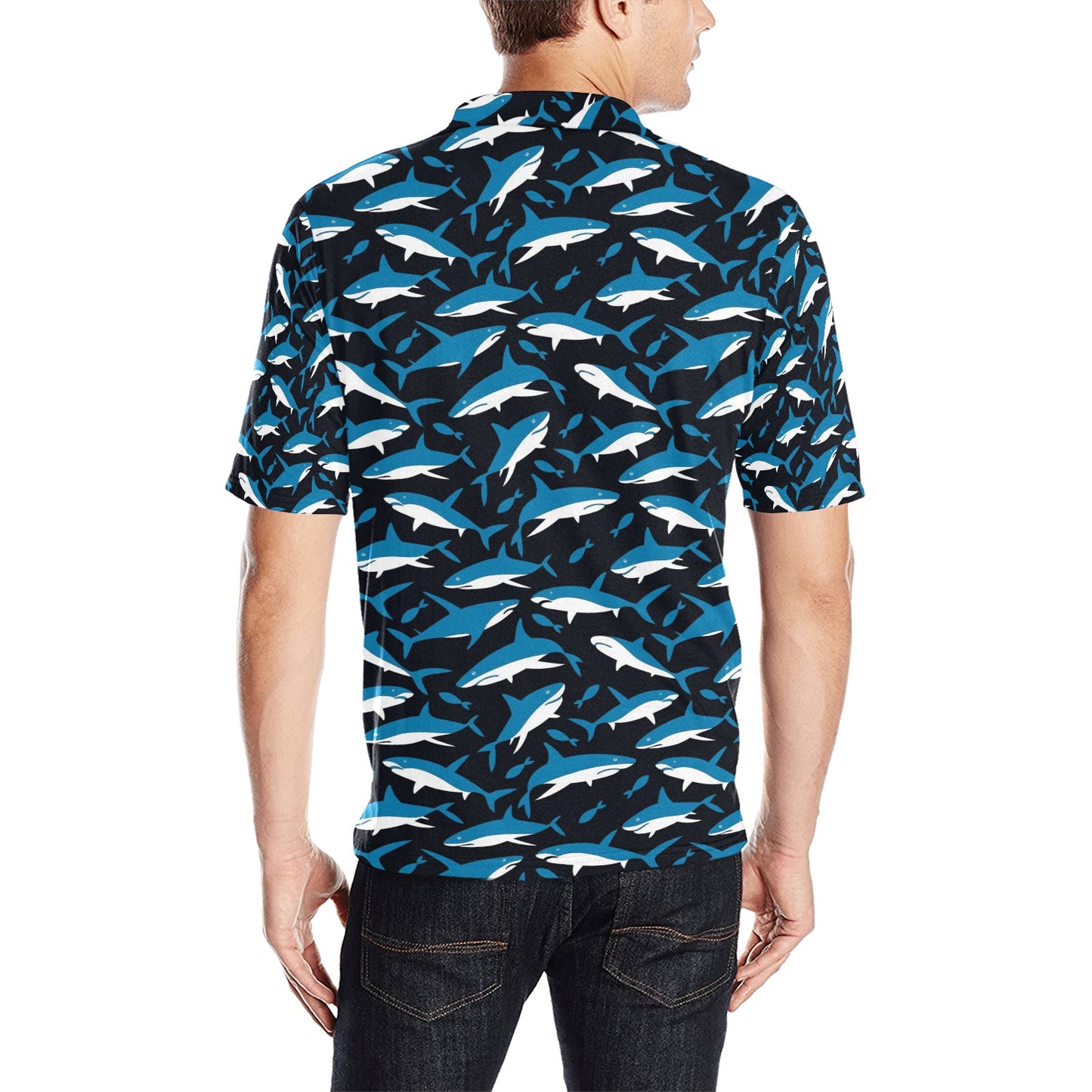 Shark Print Design LKS303 Men Polo Shirt