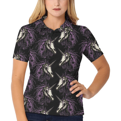 Unicorn Skull head Women's Polo Shirt