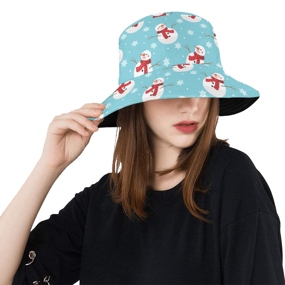 Snowman Print Design LKS304 Unisex Bucket Hat