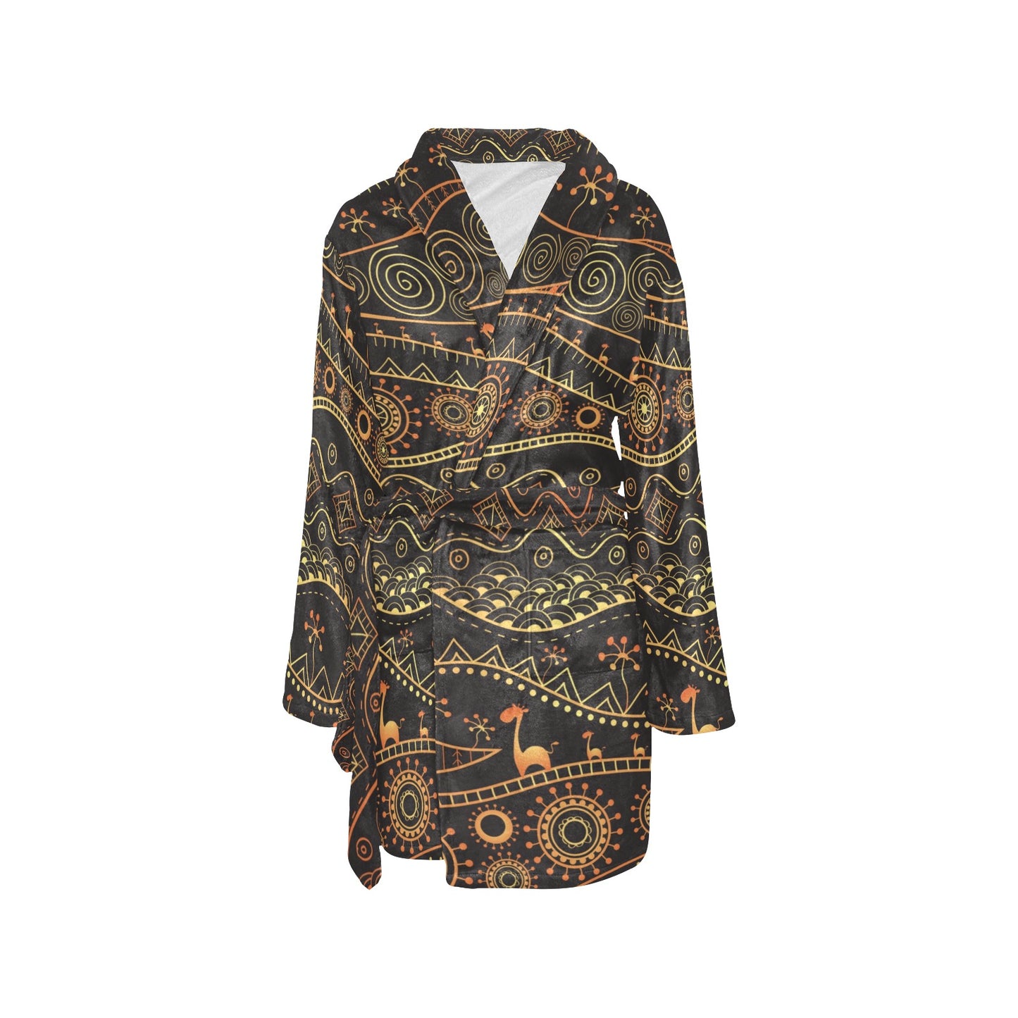 Gold African Design Women's Fleece Robe