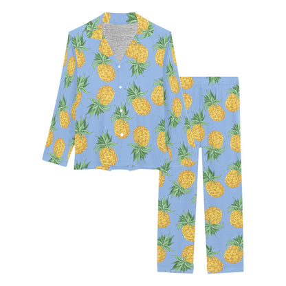 Pineapple Pattern Print Design A04 Women's Long Pajama Set