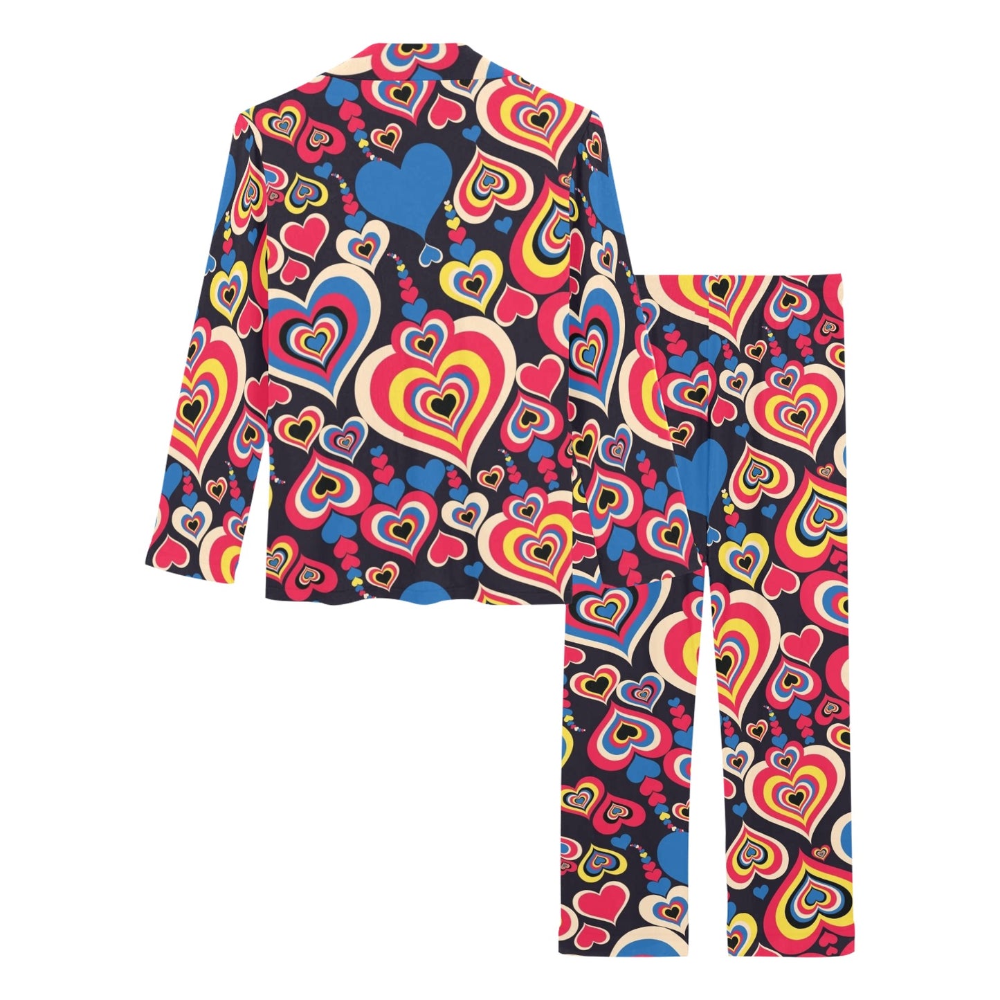 Heart Pattern Print Design HE08 Women's Long Pajama Set