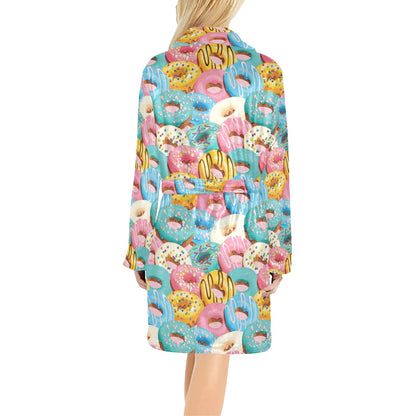 Donut Pattern Print Design DN01 Women's Fleece Robe