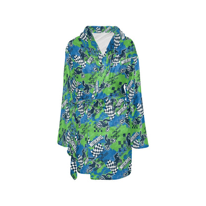 Motocross Pattern Print Design 04 Women's Fleece Robe