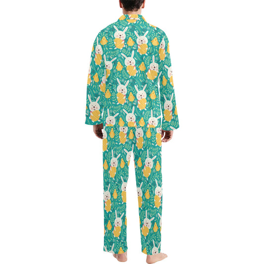 Easter Eggs Pattern Print Design RB02 Men's Long Pajama Set