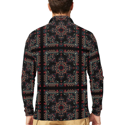Bandana Print Design LKS307 Long Sleeve Polo Shirt For Men's