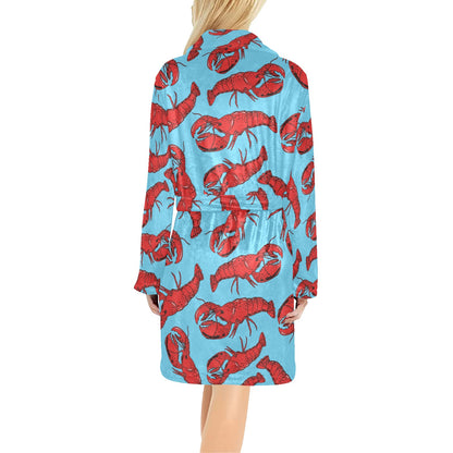Lobster Red Pattern Print Design 03 Women's Fleece Robe