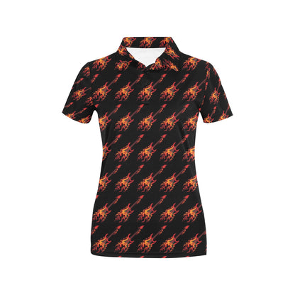 Electric Guitar Print Design LKS406 Women's Polo Shirt