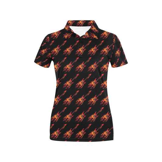 Electric Guitar Print Design LKS406 Women's Polo Shirt