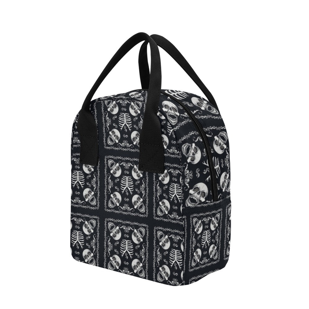 Bandana Skull Black White Print Design LKS306 Insulated Lunch Bag