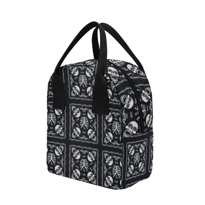 Bandana Skull Black White Print Design LKS306 Insulated Lunch Bag