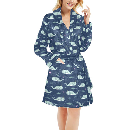 Narwhal Design Print Women's Fleece Robe