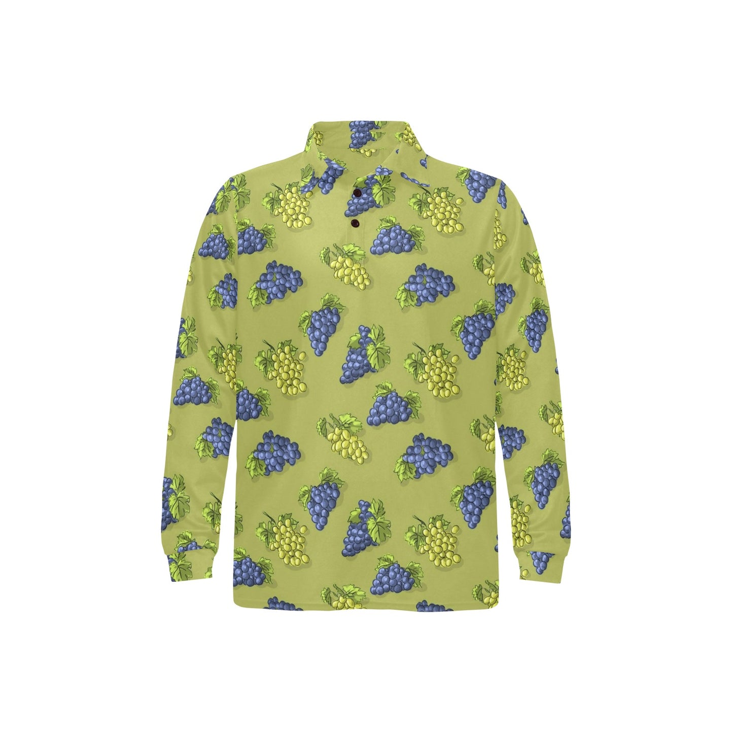 Grape Pattern Print Design GP08 Long Sleeve Polo Shirt For Men's