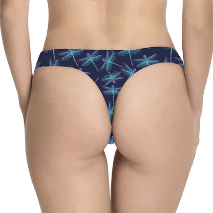 Dragonfly Hand Drawn Style Print Women's Thongs
