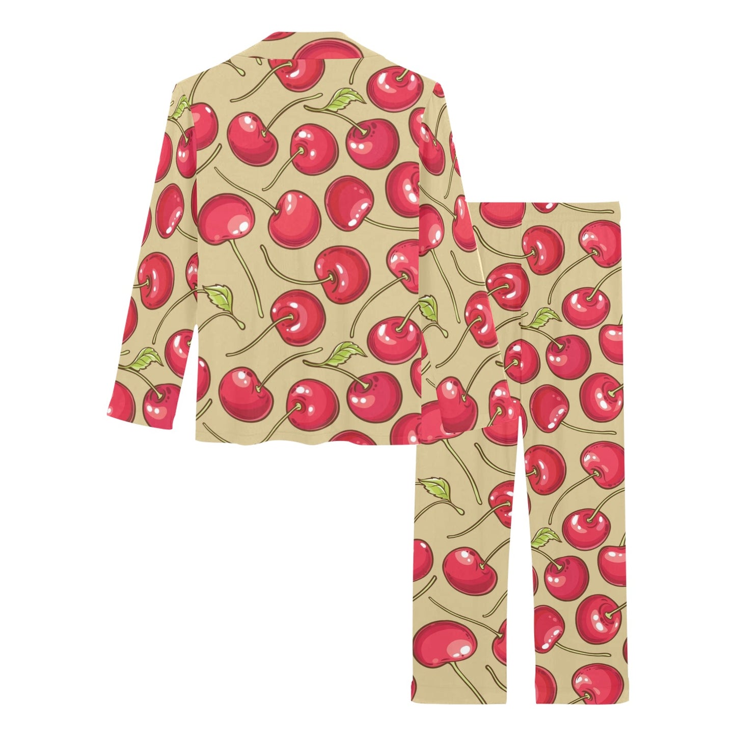 Cherry Pattern Print Design CH05 Women's Long Pajama Set