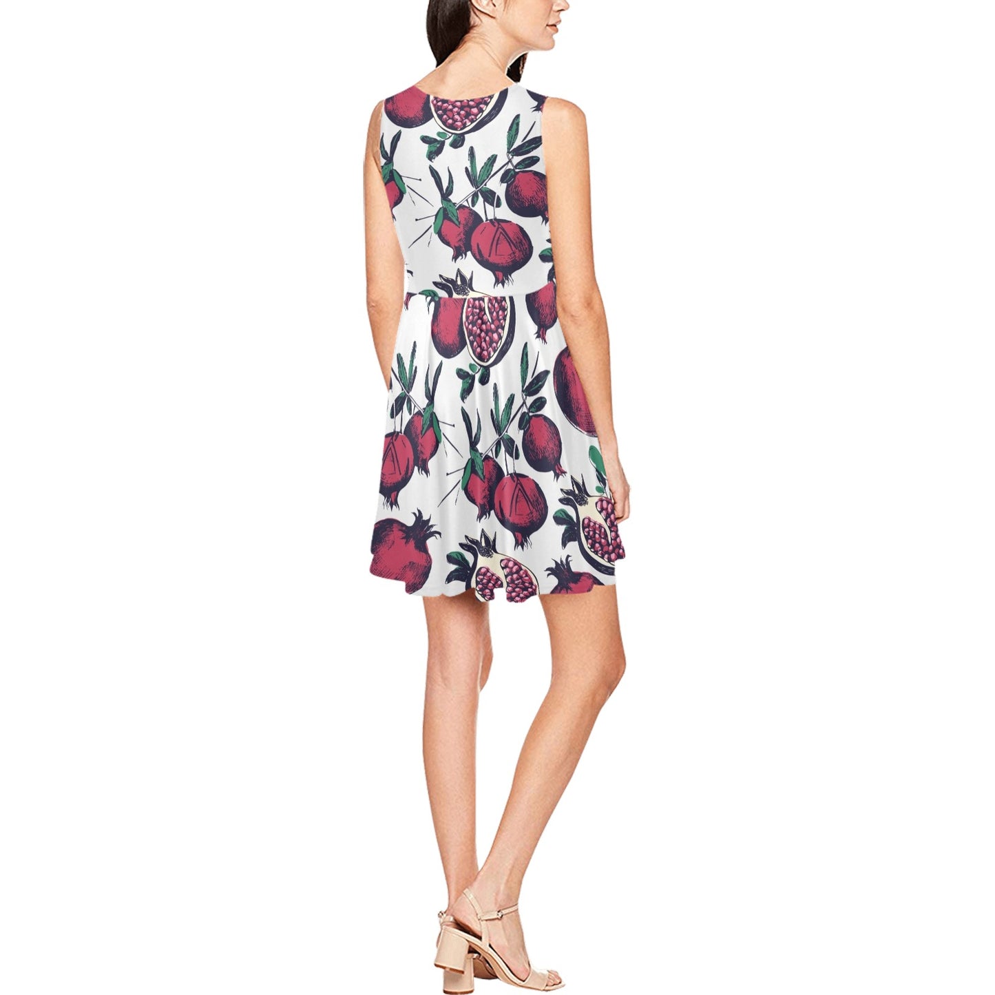 Pomegranate Pattern Print Design PG01 Sleeveless Dress