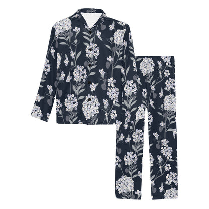 Hydrangea Pattern Print Design HD07 Men's Long Pajama Set