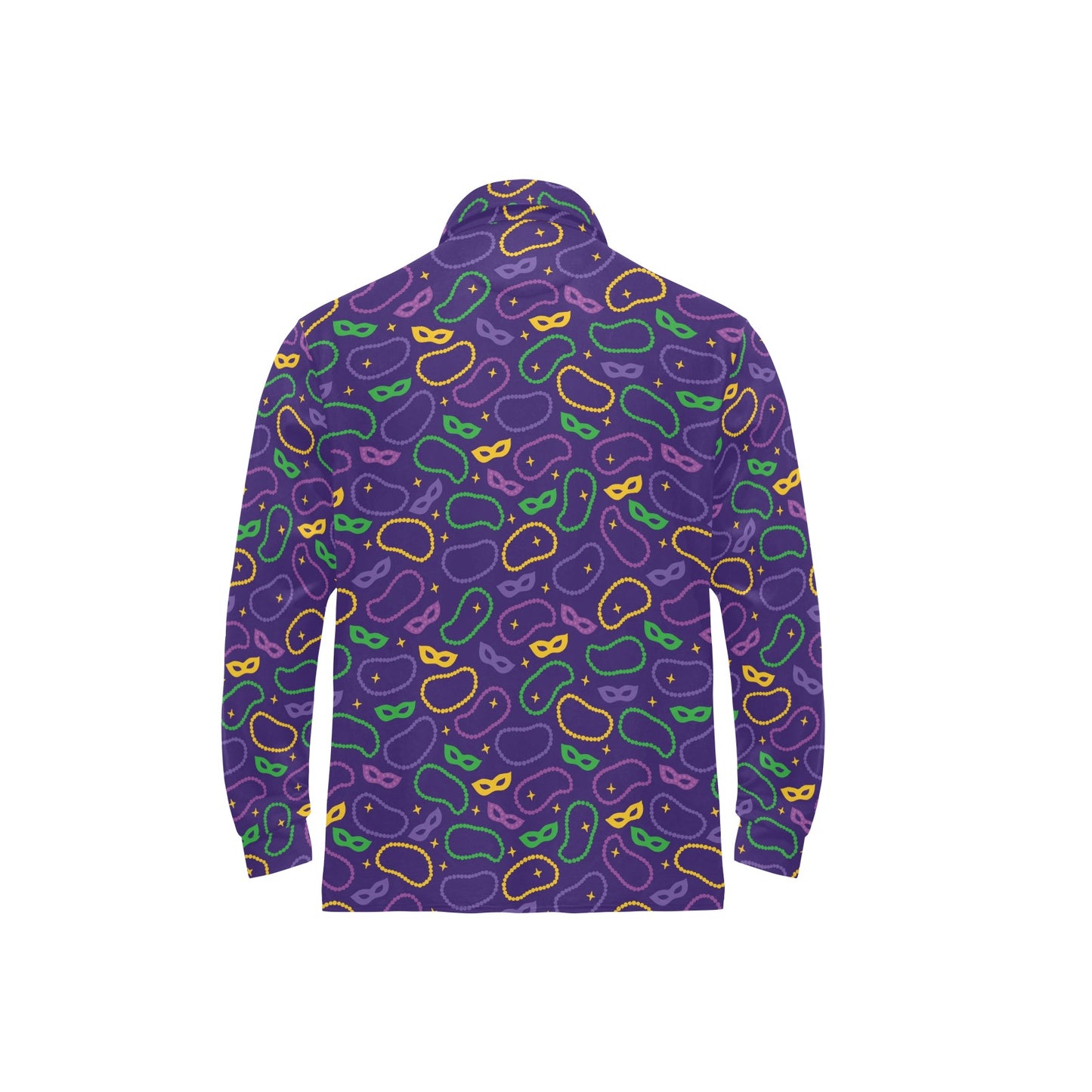 Mardi Gras Pattern Print Design 04 Long Sleeve Polo Shirt For Men's