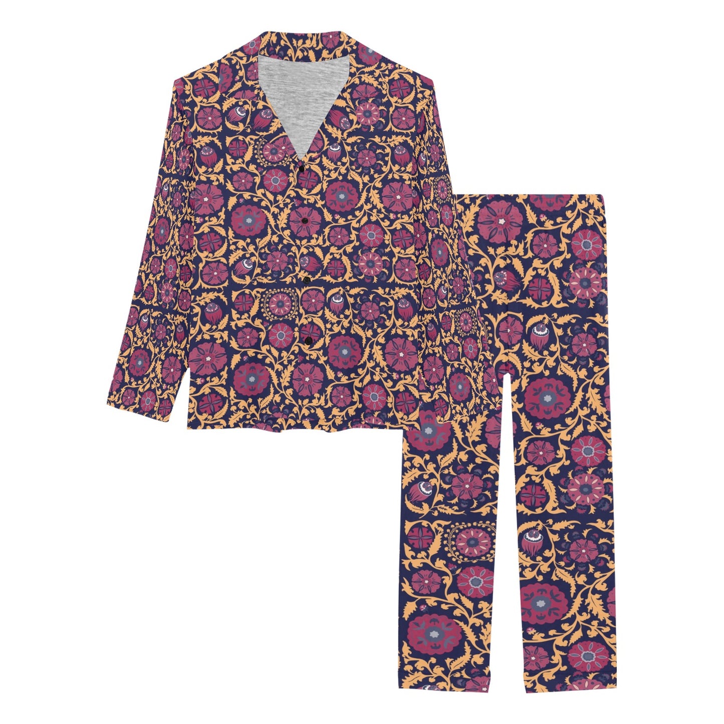 Suzani Print Design LKS303 Women's Long Pajama Set