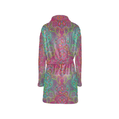 Boho Pattern Print Design 02 Women's Fleece Robe