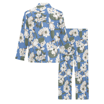 Magnolia Pattern Print Design 01 Men's Long Pajama Set