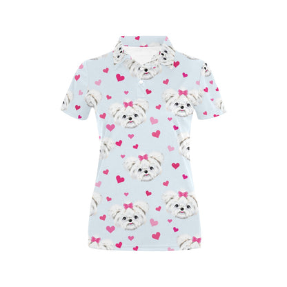 Maltese Pattern Print Design 03 Women's Polo Shirt