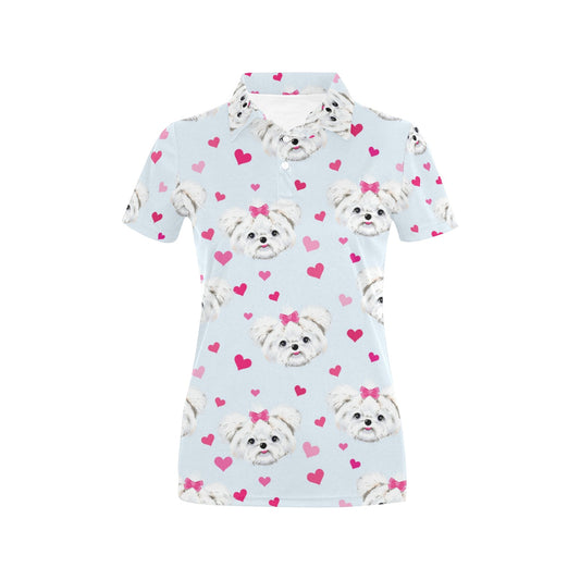 Maltese Pattern Print Design 03 Women's Polo Shirt