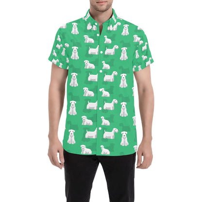 Sealyham Terriers Print Design LKS301 Men Short Sleeve Button Up Shirt