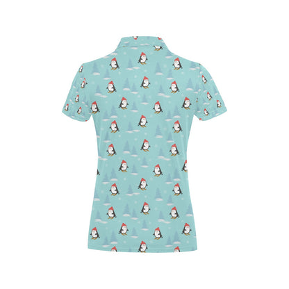 Ski Penguin Print Design LKS304 Women's Polo Shirt