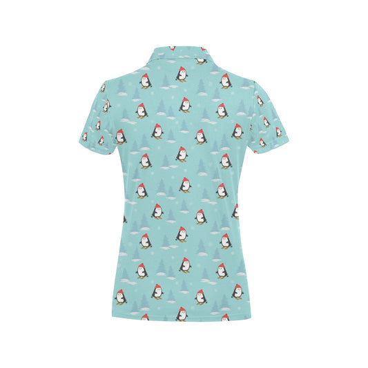 Ski Penguin Print Design LKS304 Women's Polo Shirt