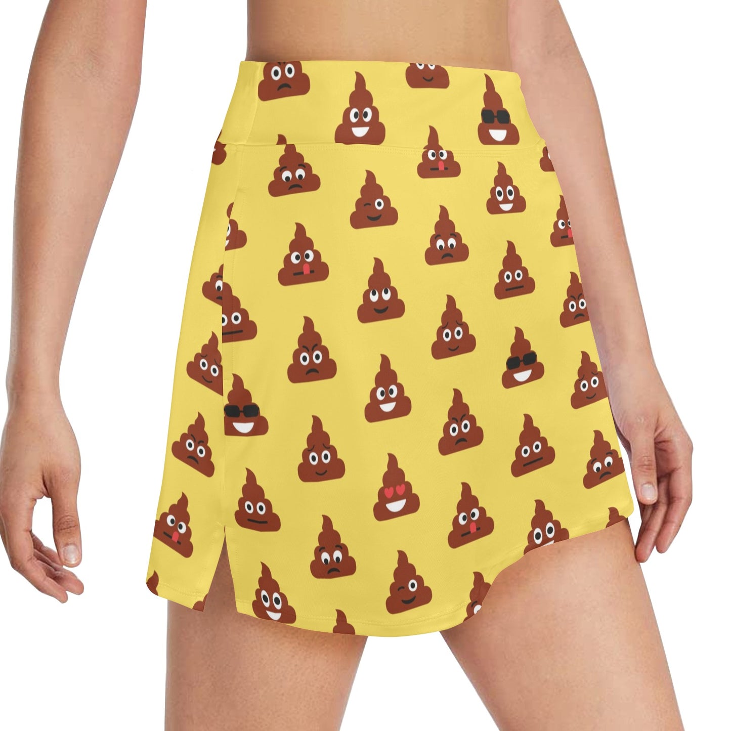 Emoji Poop Print Pattern 17" Golf & Pickleball Skort with Pockets