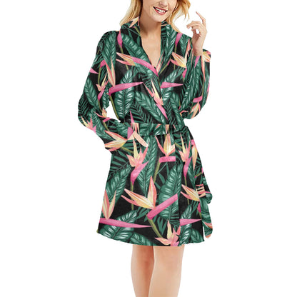 Bird Of Paradise Pattern Print Design BOP03 Women's Fleece Robe
