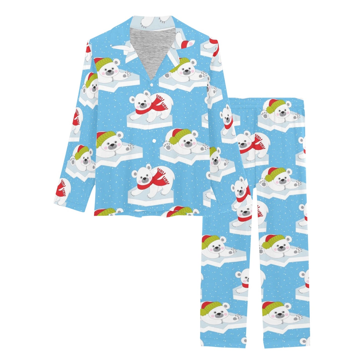 Polar Bear Pattern Print Design PB06 Women's Long Pajama Set