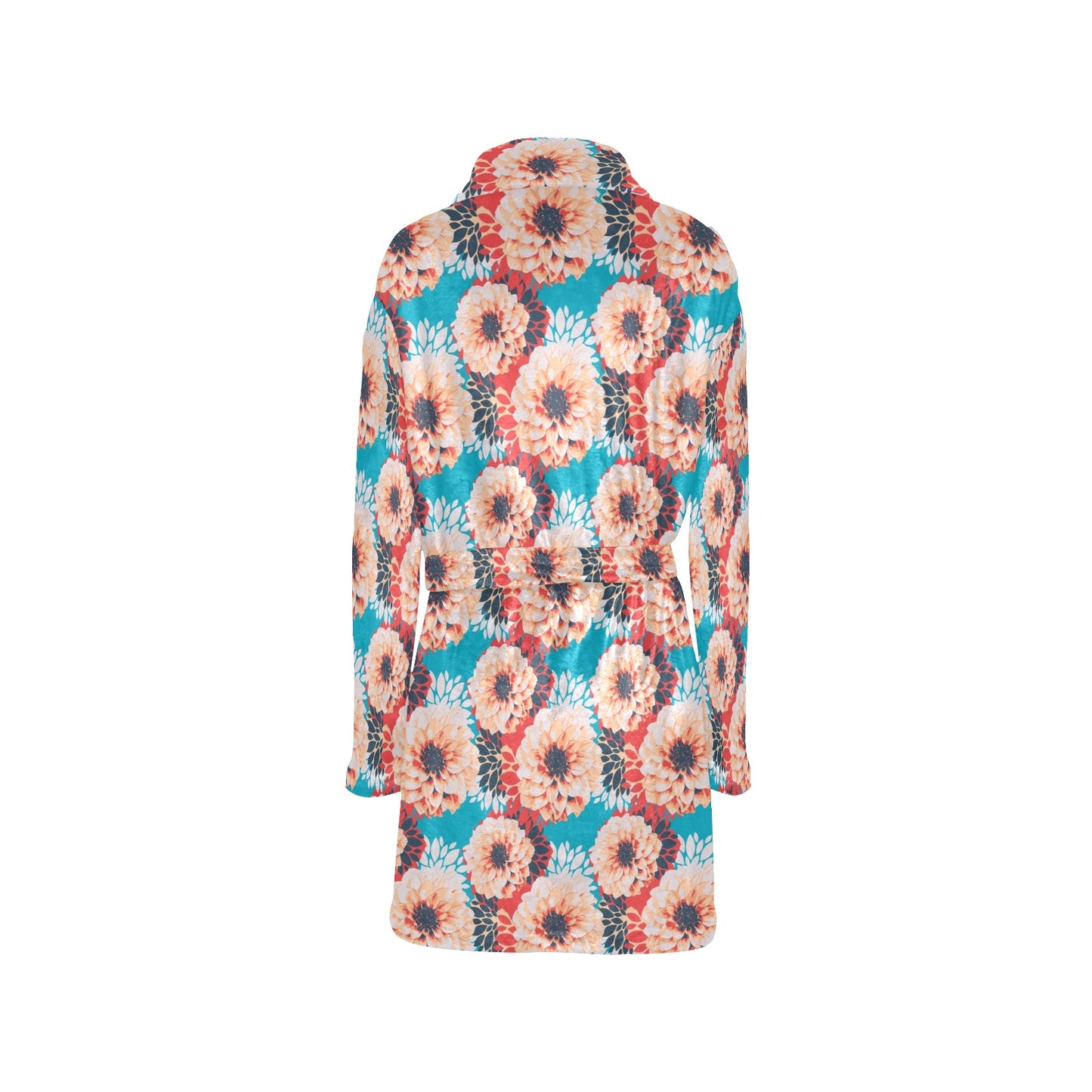 Dahlia Pattern Print Design DH05 Women's Fleece Robe