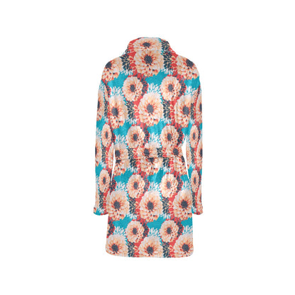 Dahlia Pattern Print Design DH05 Women's Fleece Robe