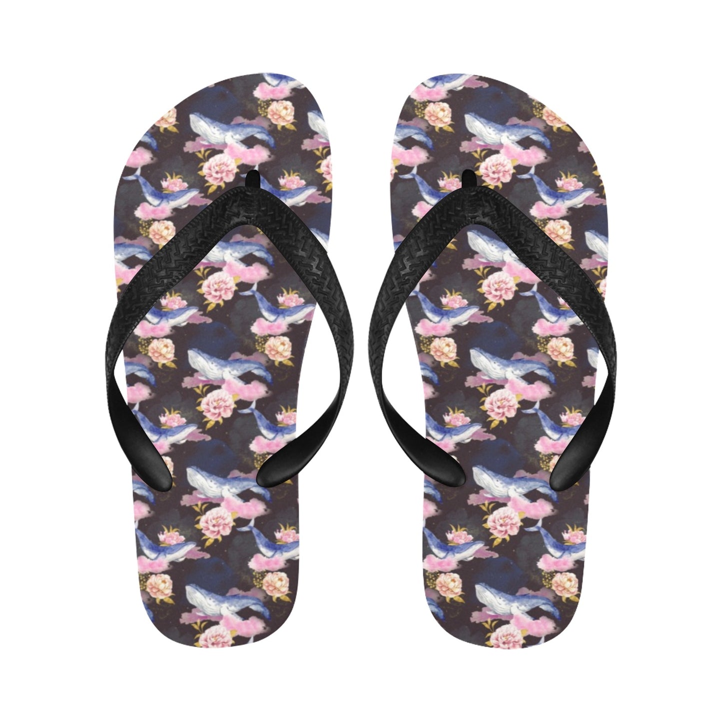 Blue Whale Print Design LKS401 Flip Flops