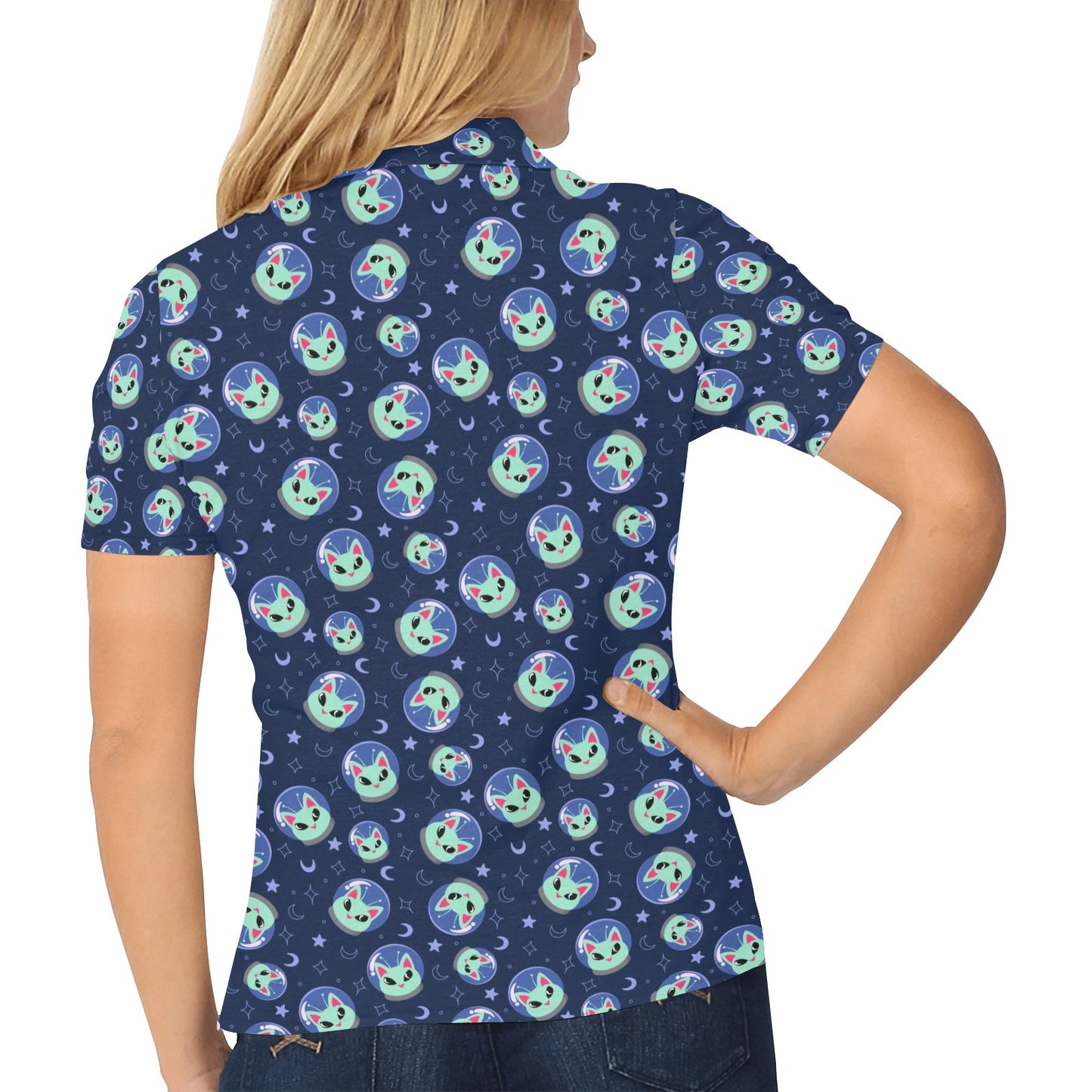 Alien Cat Women's Polo Shirt