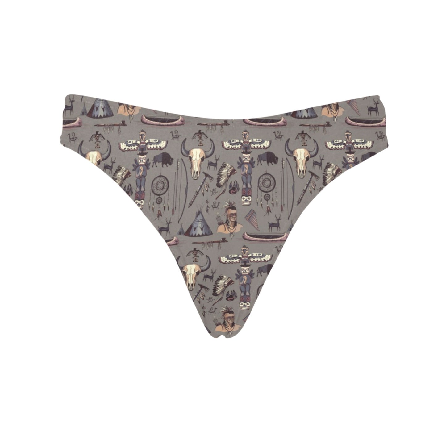Native Indian life Design Print Women's Thongs