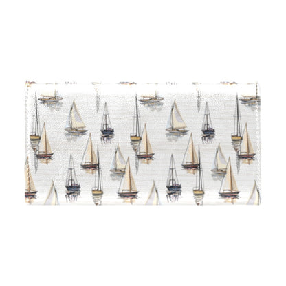 Sailboat Paint Pattern Print Design LKS307 Women's Trifold Wallet